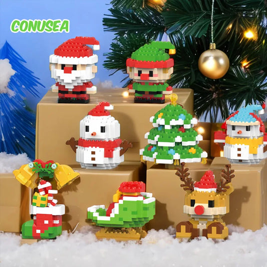 Christmas Gifts Micro Building Block Santa Reindeer Puzzle Toys
