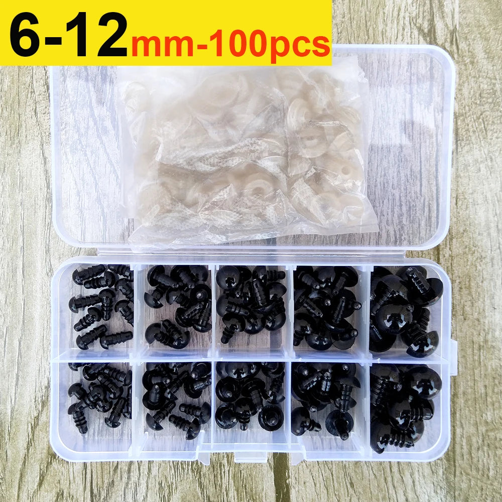 100pcs 8/10/12/14mm Plastic Safety Eyes for DIY Doll Toys