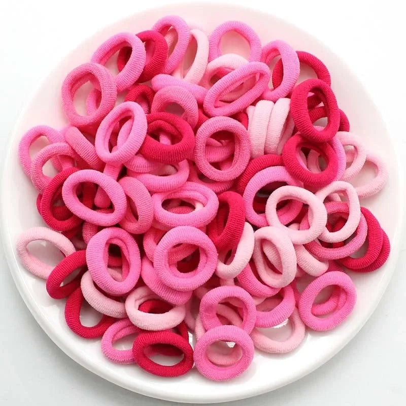 100pcs Girls Colorful Elastic Hair Bands for Ponytails and Scrunchies
