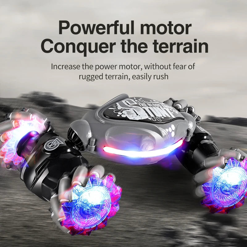 2.4G 4WD Remote control car with Watch Music 360° rotation twist Stunt High Speed drift climbing toy car Children's holiday gift