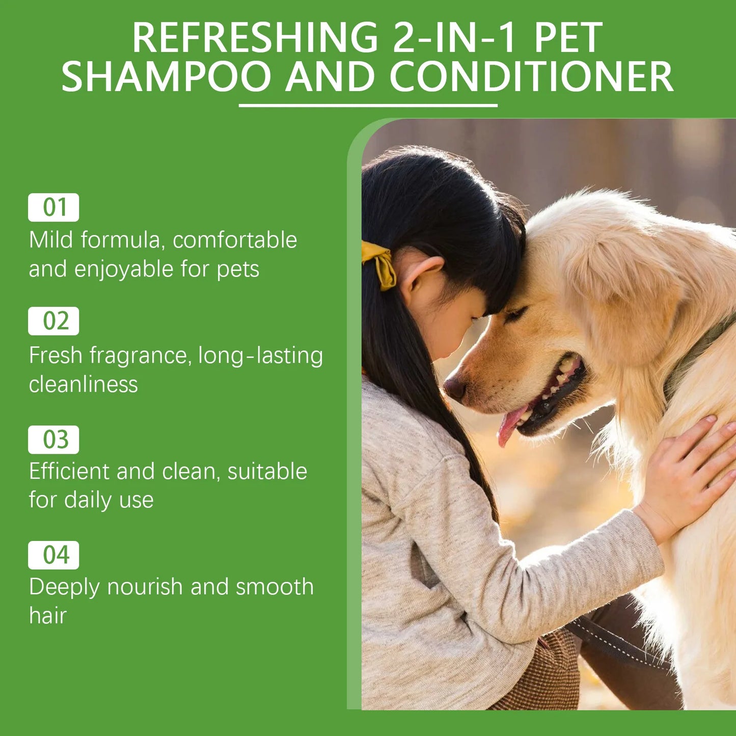 YEGBONG Refreshing 2-In-1 Pet Shampoo And Conditioner Itch Skin Moisturizing Dirt Odor Removal  Conditioner Dog Shower Gel