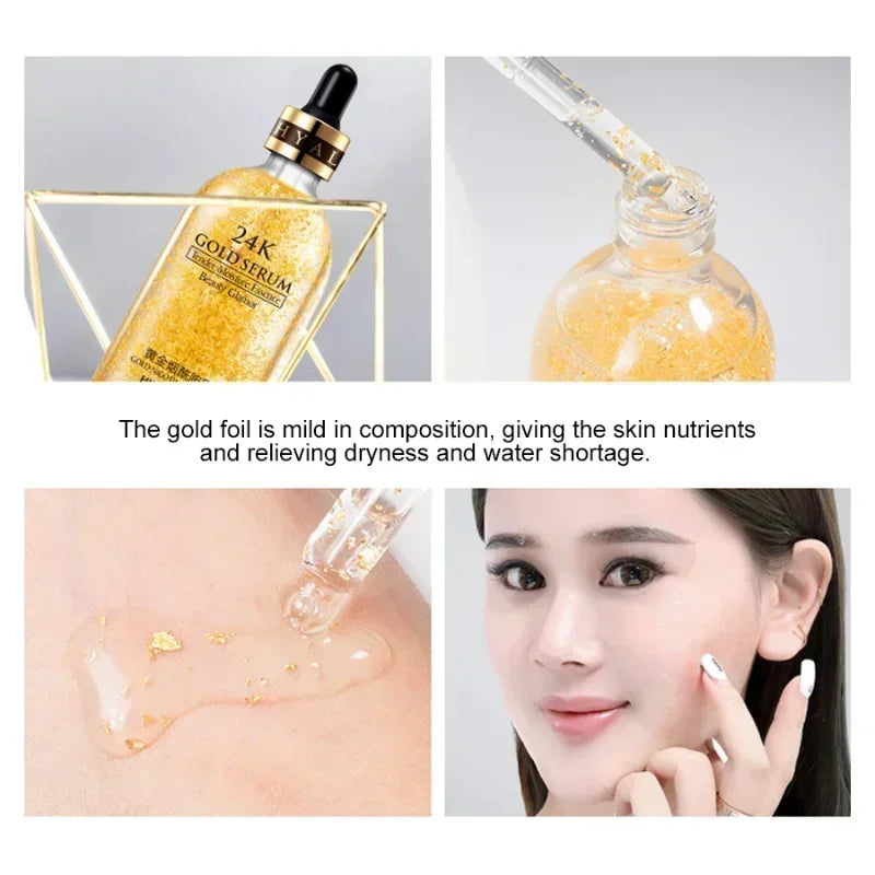 24K Gold Face Serum Hyaluronic Acid Day Cream Repair Face Pores Essence Moisturizer Brightening Serum Cream Skin Care