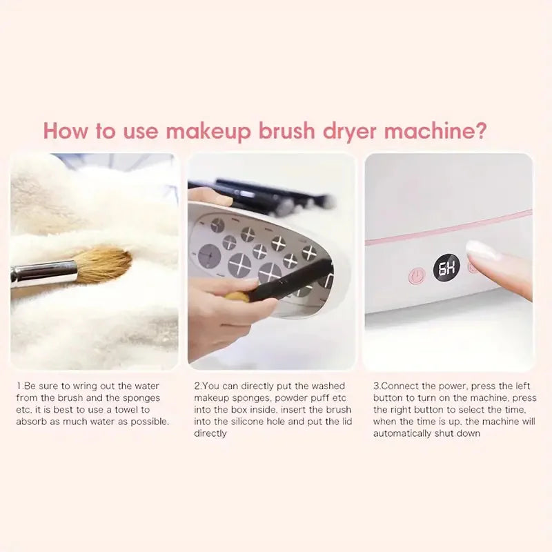 Electric Makeup Brushes Drying Machine 2 in 1 Automatic Electric Makeup Brush Cleaner and Dryer 12 Holes Cosmetic Puff Cleaner