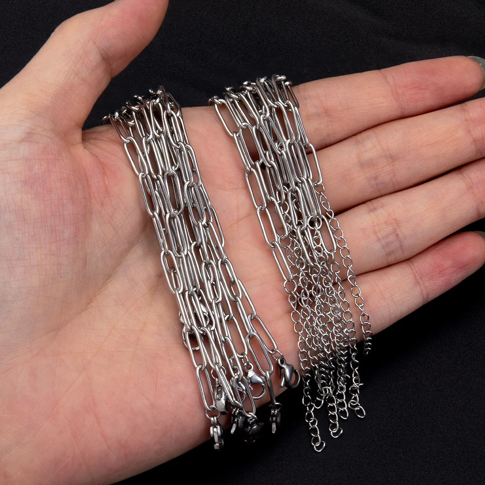 5pcs Adjustable Stainless Steel Necklace Chains for DIY Jewelry