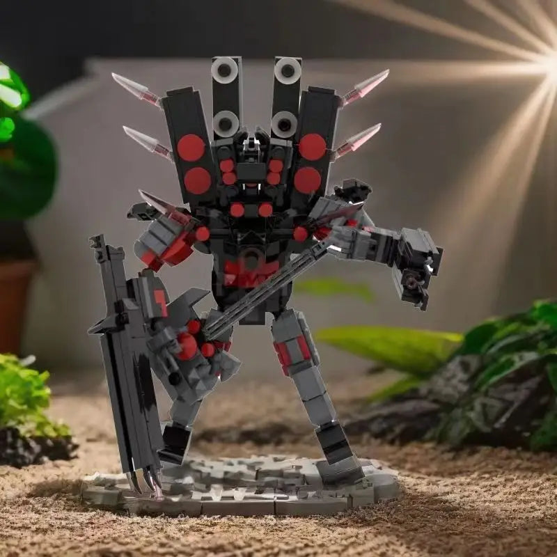 Titan Guitar Speaker Man Building Blocks Set Skibidi Toilet Design with Battle-Axe DIY Bricks Toy for Boys Ages 6-12 Perfect Christmas Gift