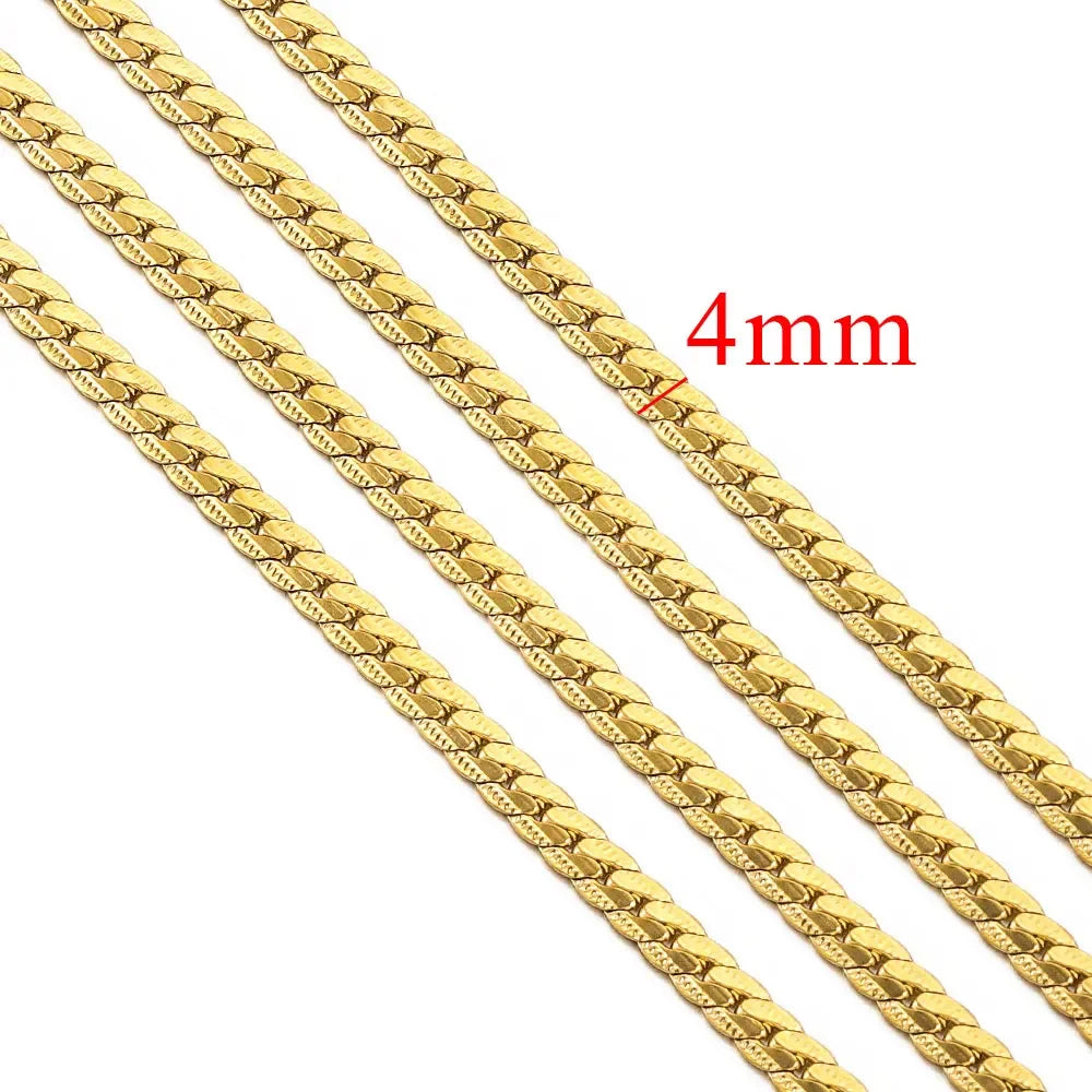 1 Meter Stainless Steel Chunky Hip Hop Gold Color Chains DIY Jewelry