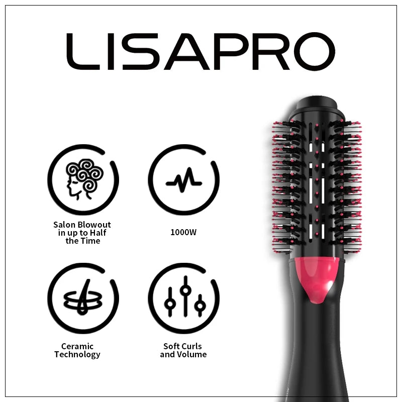 LISAPRO 3 IN 1 Hot Air Brush One-Step Hair Dryer Styler