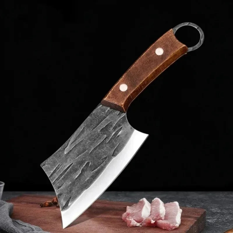 Handmade Utility Knife Cleaver Meat Vegetables Fruit Kitchen Knives Wood Handle Boning Butcher Knife Chef Cooking Cutter Cleaver