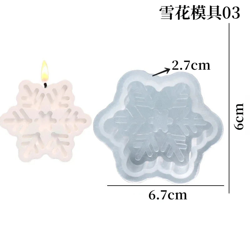 3D Christmas Snowflake Silicone Candle Molds for DIY Soap and Cake Decor