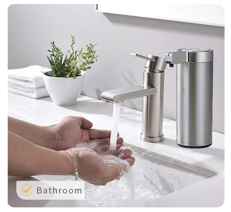 Automatic Sensor Soap Dispenser for Kitchen and Bathroom 304 Stainless Steel Smart Electric Hand Sanitizer and Body Wash Machine