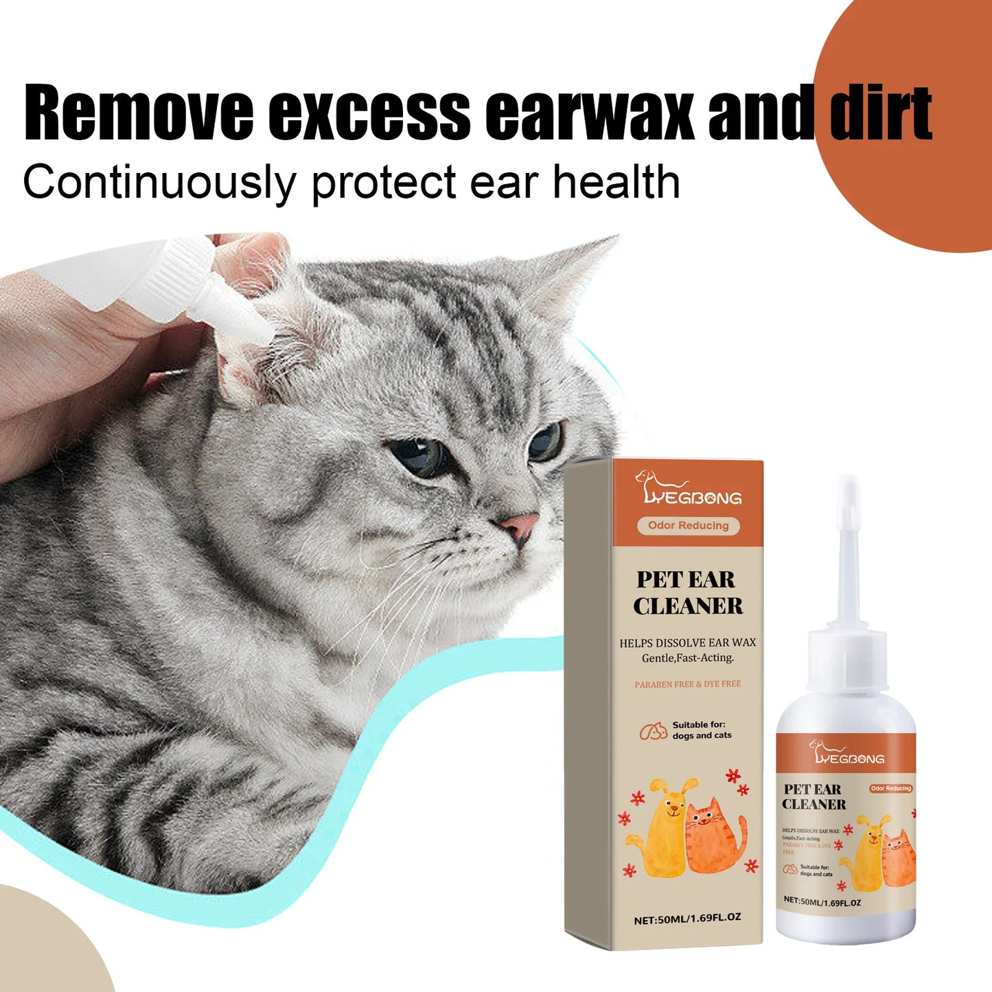 Dog Ear Cleaner Drop Earwax Odor Removal Itching Infection Control Ear Mite Treatment Gentle Cleansing Pets Ear Wash Solution