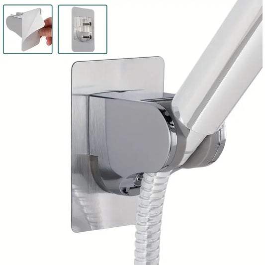 1 soporte universal para cabezal de ducha, montaje en pared, sin perforaciones, soporte de ducha ajustable para el hogar, accesorios de baño autoadhesivos