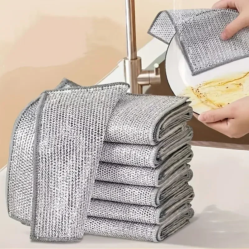 Double Layer Steel Wire Cleaning Cloths for Home and Kitchen Durable Metal Rags and Dishcloths for Efficient Washing and Cleaning