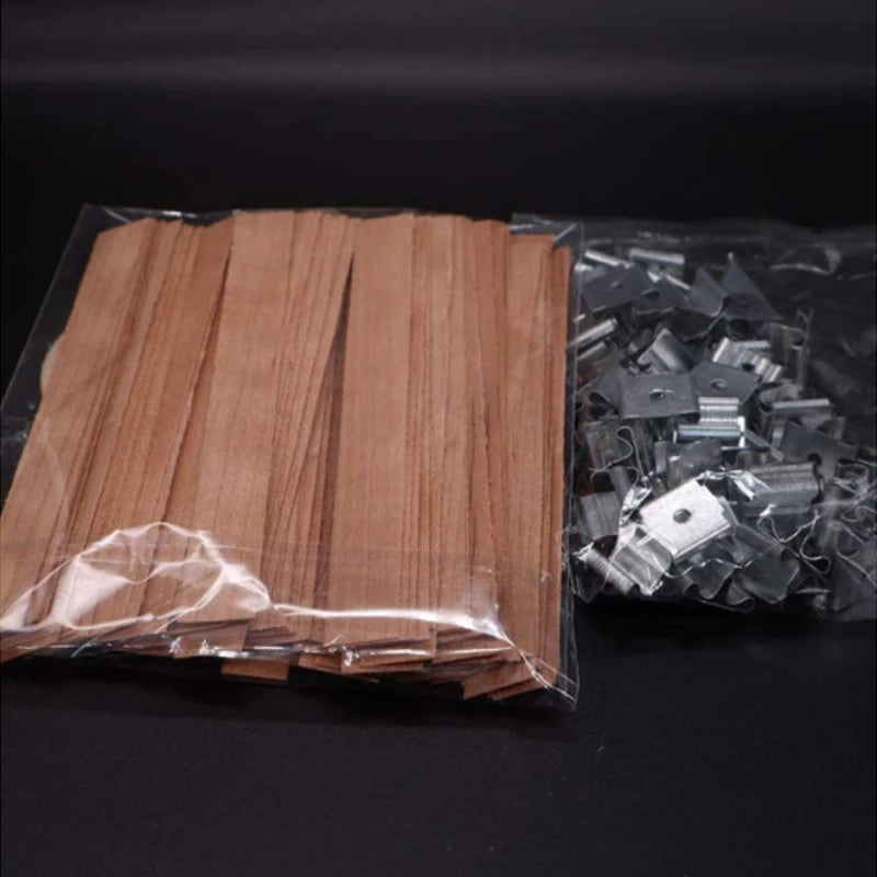 30/50pcs Wooden Candle Wick Set With Clip Base For DIY Candles