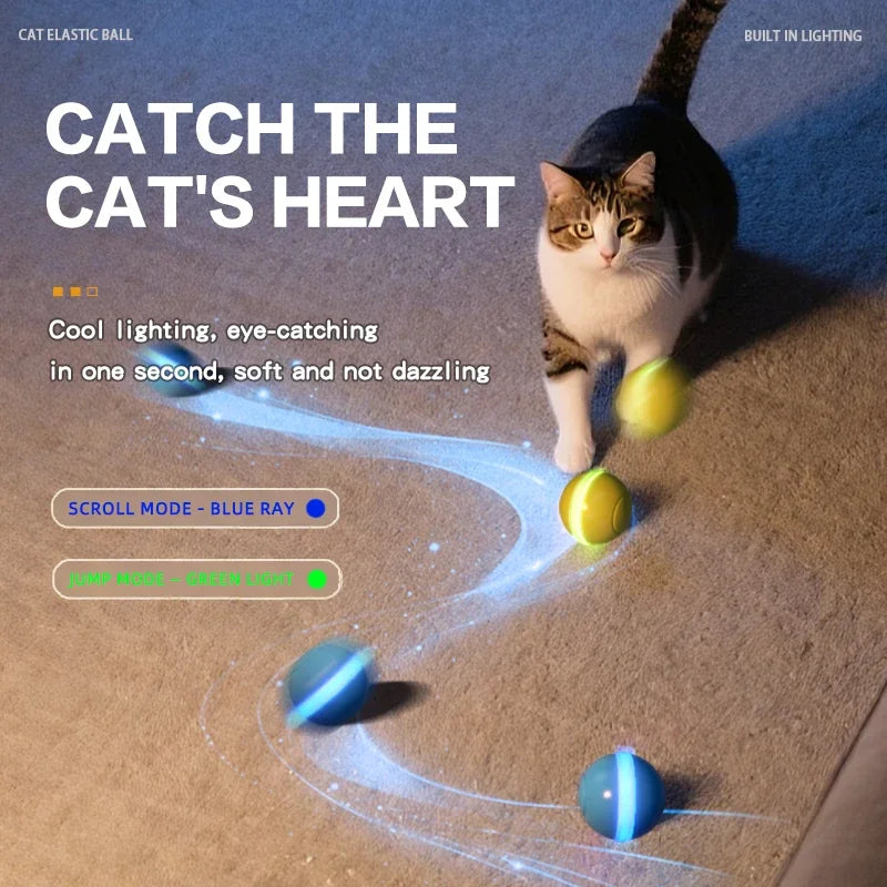 Silent Electric Smart Ball Cat Toys Automatic Rolling Interactive Ball USB LED Light Pet Toy Dog Cat Teaser Training 1～2pcs