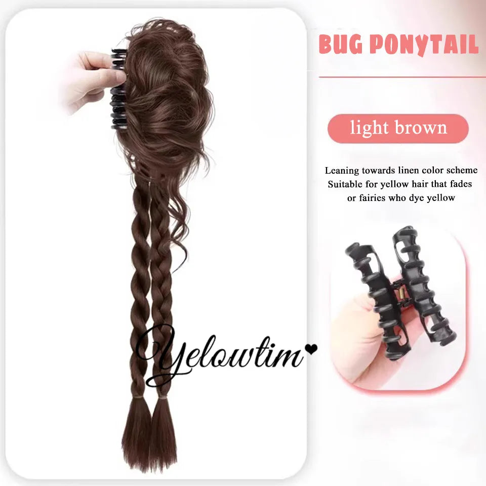 Synthetic 10inch 12inch 14inch 16inch ponytail wig for women with long curly hair high ponytail, bow tie low braid fake ponytail