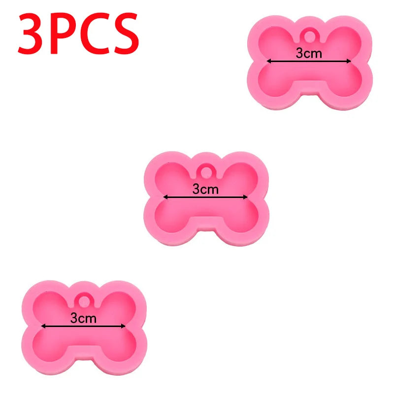 Dog Tag Bone Shaped Keychain Mold for DIY Resin Jewelry