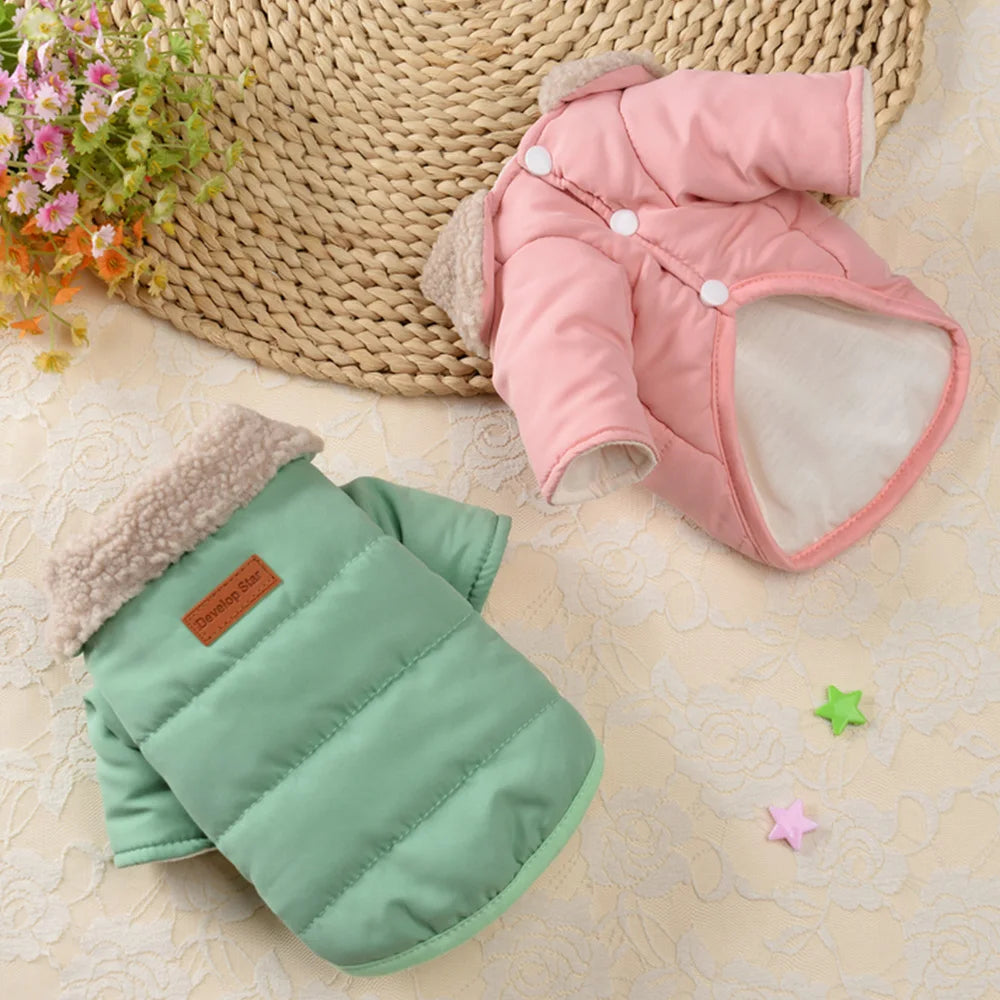 Warm Winter Dog Cat Clothes With Fur Collar Outdoor Dogs Clothing Jacket Thick Pet Puppy Coat for Small Medium Dogs Chihuahua
