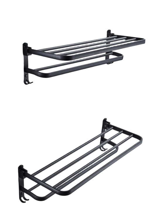 Matte Black 50CM Folding Holder With Hook Towel Rack