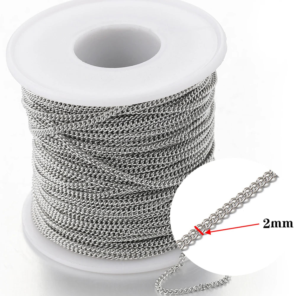 2Meters Stainless Steel Link Cable Gold Chains for DIY Jewelry