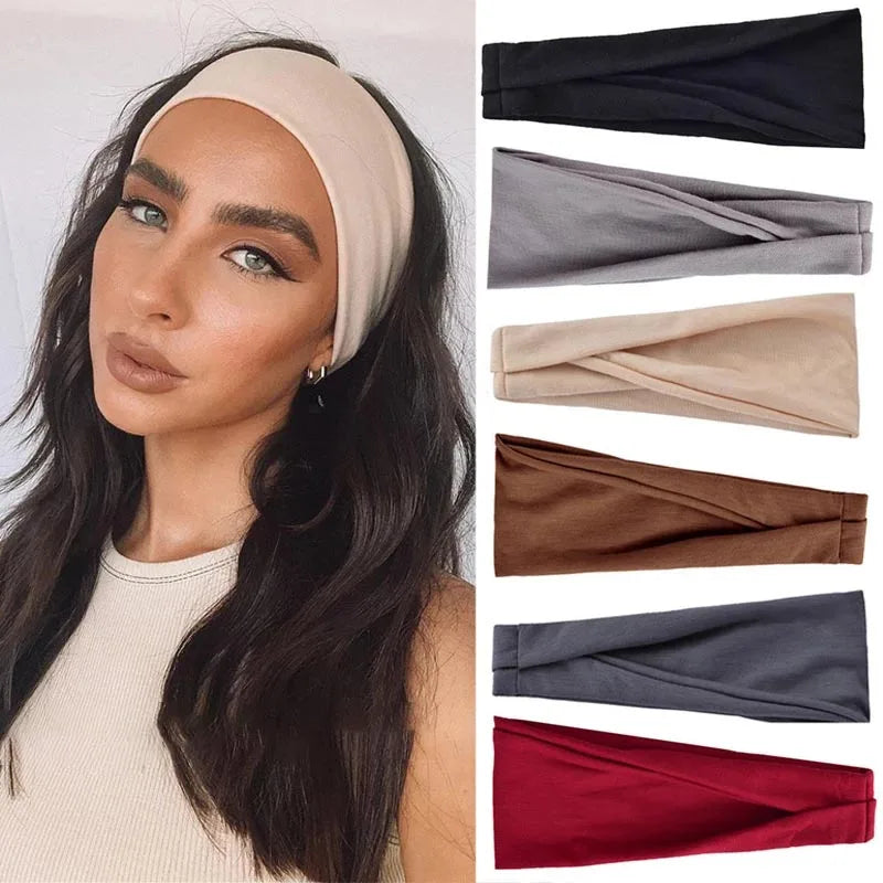 Women Solid Color Elastic Hair Bands Yoga Sport Sweatband Headband Fashion Turban Makeup Hair Hoop Headwrap Hair Accessories