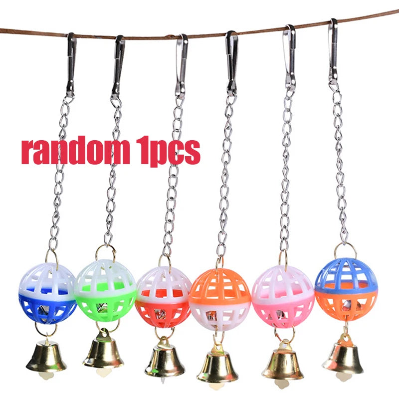 Pet Parrot Bird Cockatiel Bell Swing Ball Hanging Cage Toy Pet Supplies