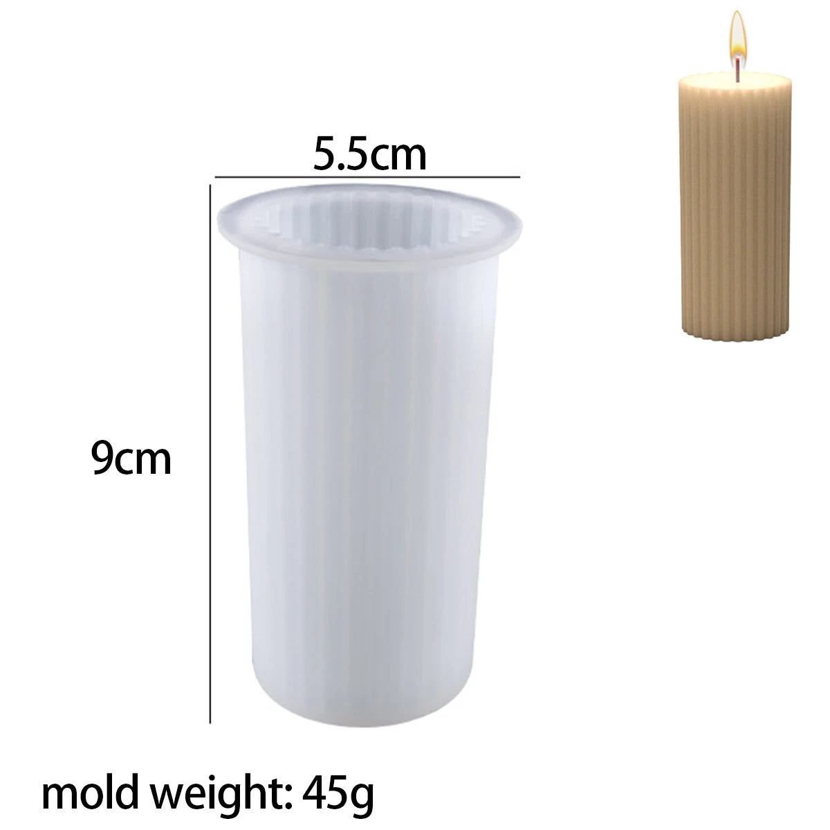 Striped Cylindrical Candle Silicone Mold for DIY Home Decor