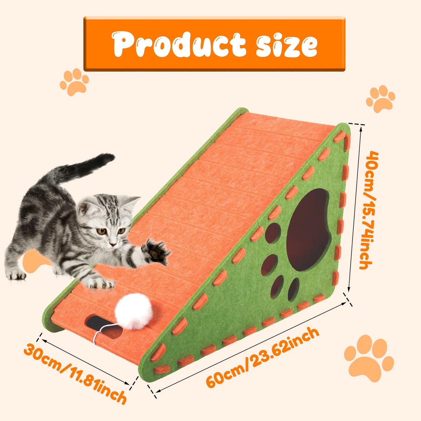 2 in 1 Cat Scratcher Felt Cloth Cat Scratching Post Vertical Wear Resistant Scratching Board Cats Toy Furniture Protector