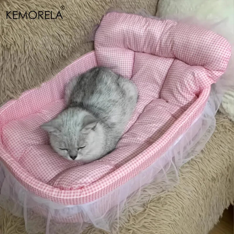 KEMORELA Gauze-edged Cat Princess Sofa Bed Washable and Removable - Universal Pet Mat for All Seasons Suitable for Cats and Dogs