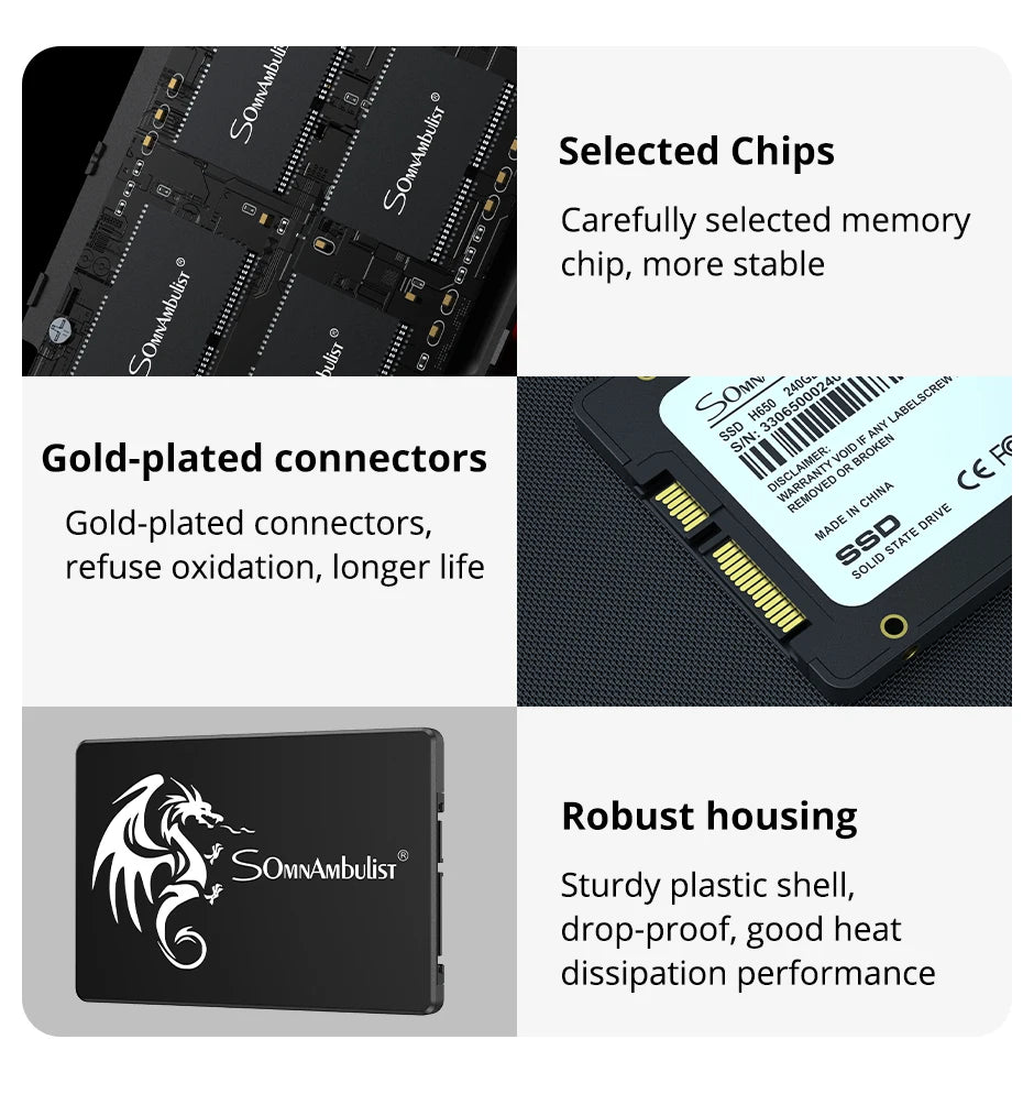 SomnAmbulist SSD 120GB 240GB 480GB 960GB Internal Sata3 Solid State Drive 2.5 128GB 256GB 512GB 1TB 2TB SSD for PC Laptop