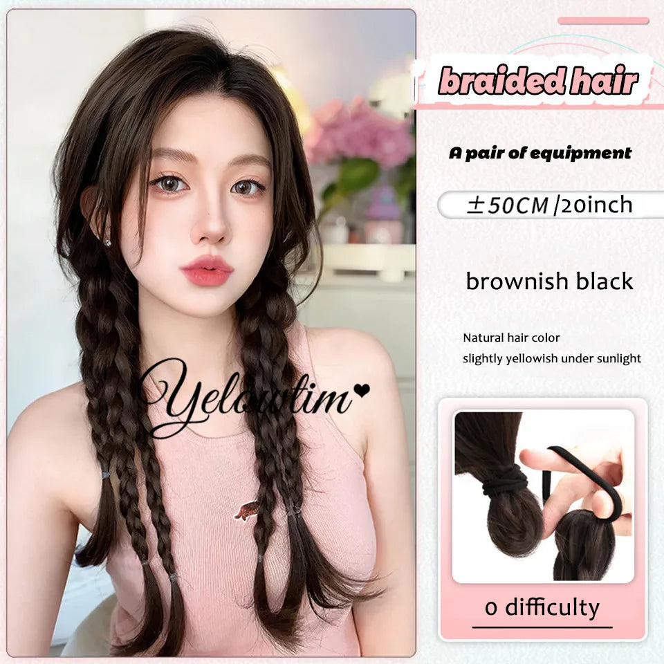 Synthetic 10inch 12inch 14inch 16inch ponytail wig for women with long curly hair high ponytail, bow tie low braid fake ponytail