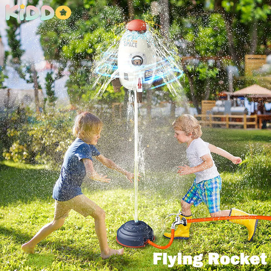 Space Jet Sprinkler Flying Water Toy - Spinning Splash Launcher for Kids - Summer Outdoor Fun Bath Toy - STEM Learning Activity for Ages 3 and Up