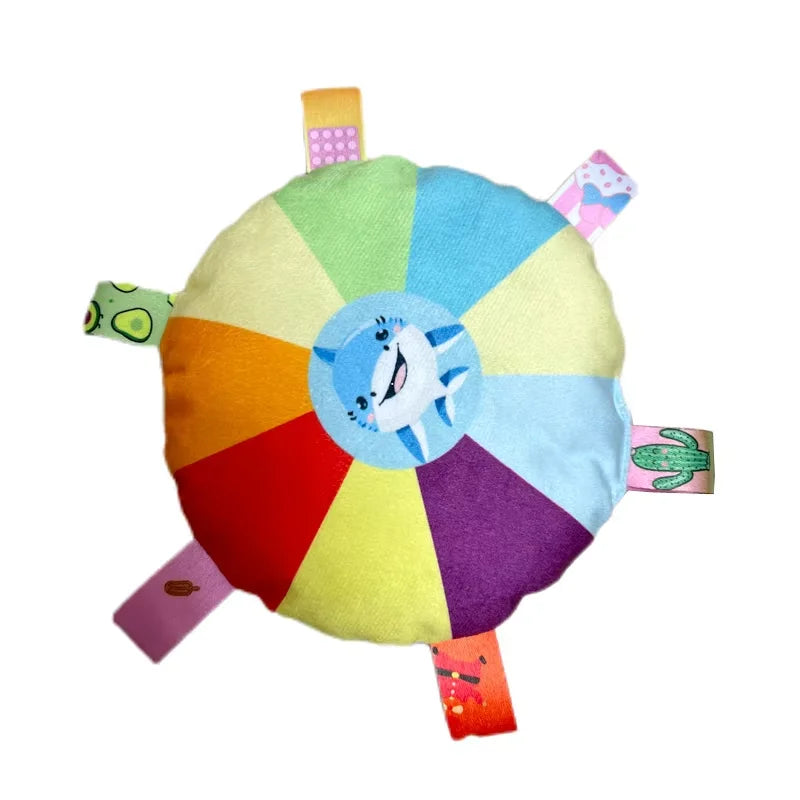 Funny Rainbow Plush Flying Saucer Dog Bite Toys Stuffed Raw Small Dog Interactive Training Game Chew Toy Pet Disc Toys with Bell