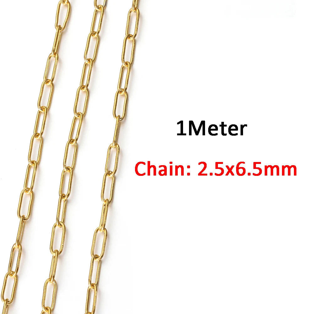 2 Meters/1 Meter High Quality Gold Color Stainless Steel Chain for DIY Jewelry Making