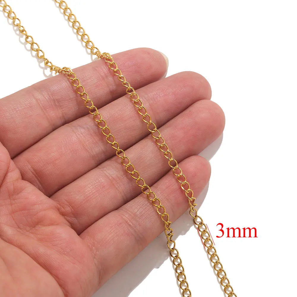 2 Meters Lips Beads Chain for Jewelry Making Gold Findings