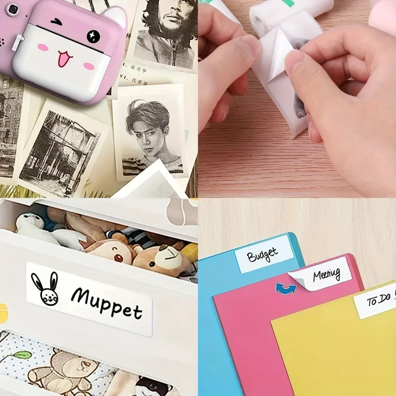 Papel térmico MINI Etiqueta autoadhesiva de impresión para mini impresoras Máquina de poses Pegatinas para cámara para niños Rollos de 57 mm de ancho