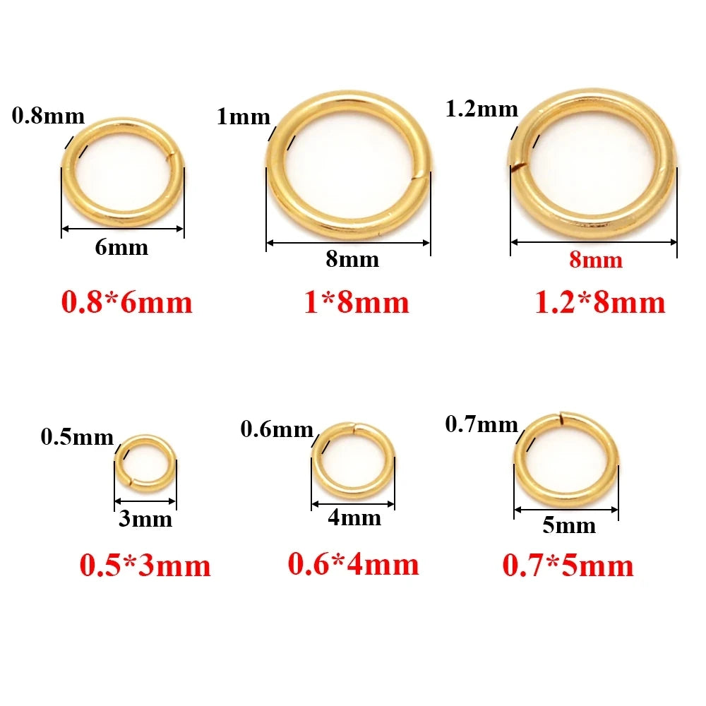 Gold Stainless Steel Jump Rings 4mm 5mm 6mm 7mm 8mm for DIY Jewelry Making