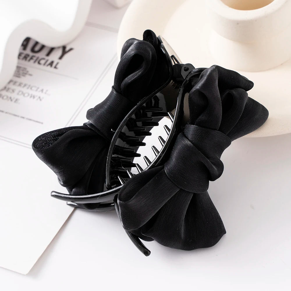 Bow Hair Claws Clip Large Shark Claw Hair Clips Solid Bowknot Hairpin Barrettes for Ponytail Women Hair Accessories Headbands