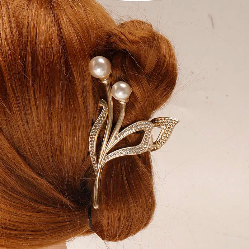 flower shape full pearls Hair Claw Clip classical Girls Handmade Ladies Headdress Hair Clip Claw Shark Clip Hair Accessories