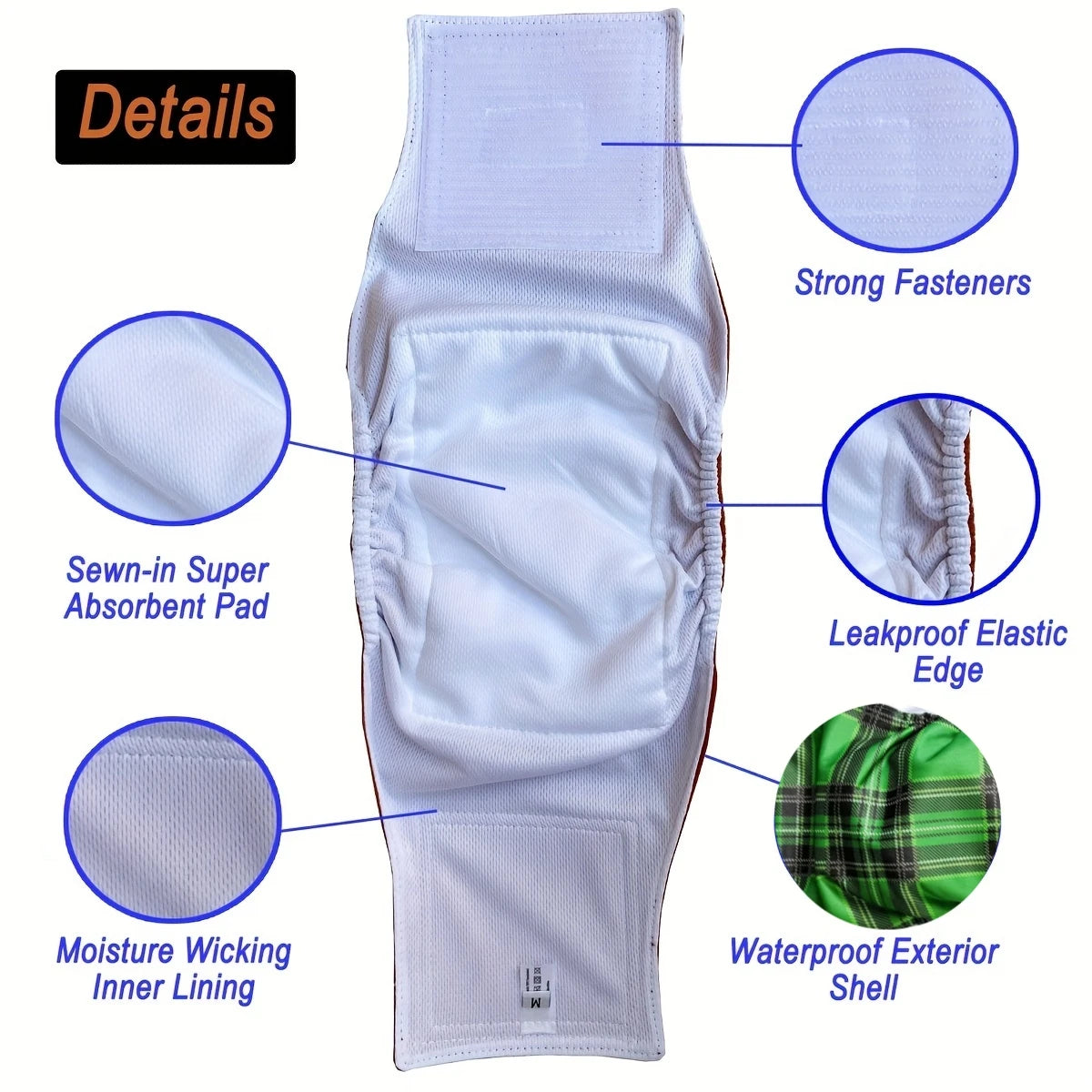 Washable Male Dog Diaper Cloth Underwear Pet Sanitary Panties for Puppy Reusable Nappy Belly Band Wrap Leak Proof Diapers