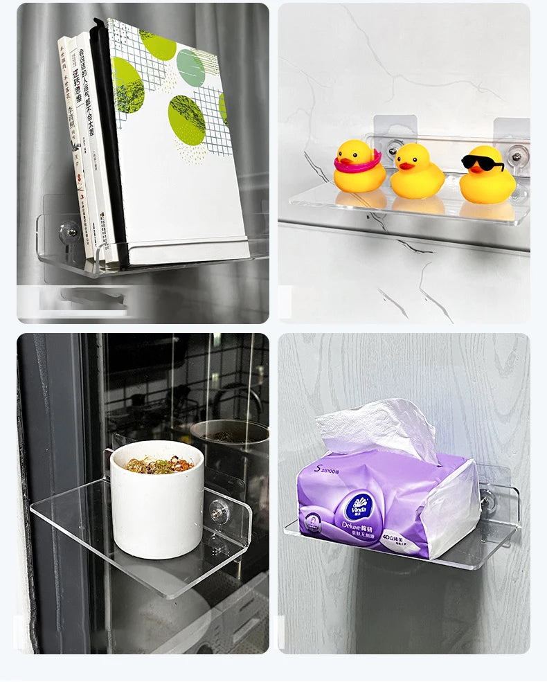 Invisible Acrylic Floating Wall Ledge Shelf for Kids Bookshelves and Bathroom Storage