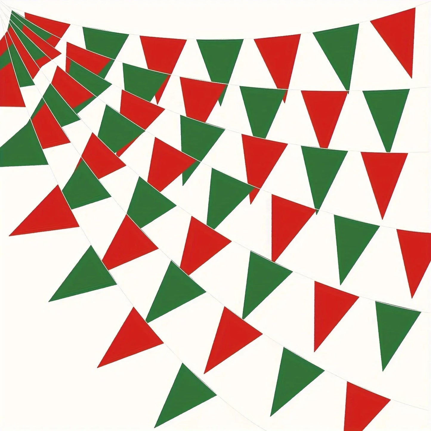 Red White Green Party Bunting 33ft |  Plastic Flags for Christmas Mexican Fiesta | Bulk Stadium Wedding Store Decor