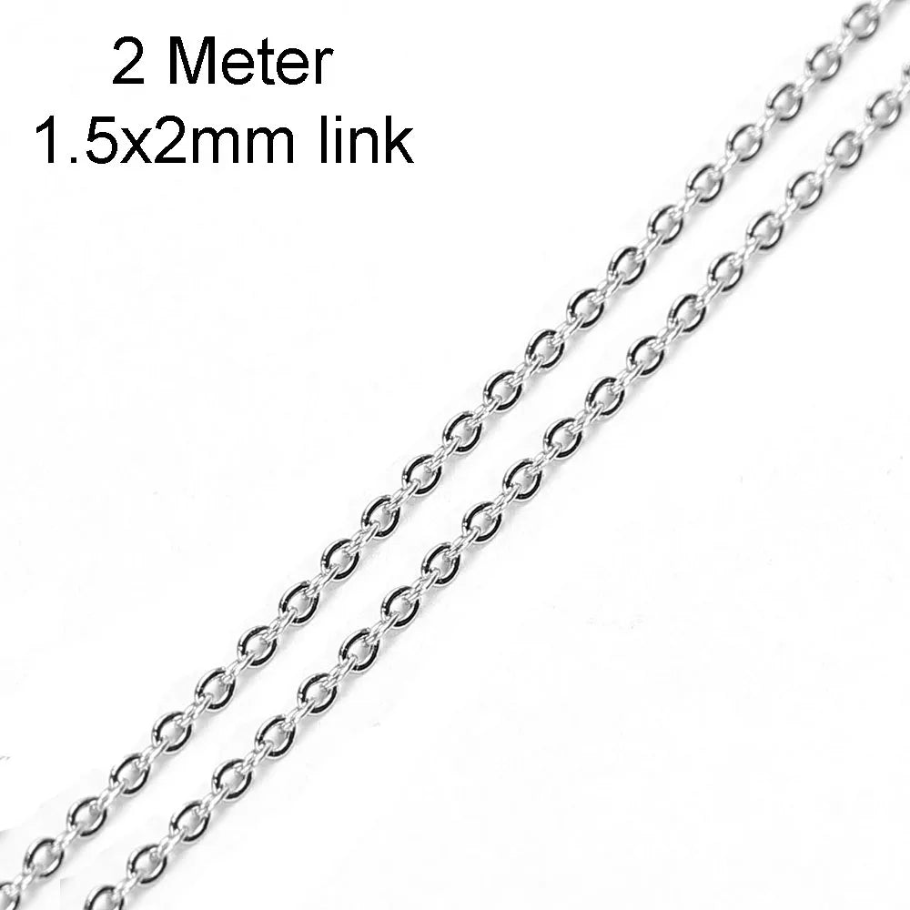 10 Meters Stainless Steel Chain 1 1.5 2mm Gold Steel Color for DIY Jewelry Making