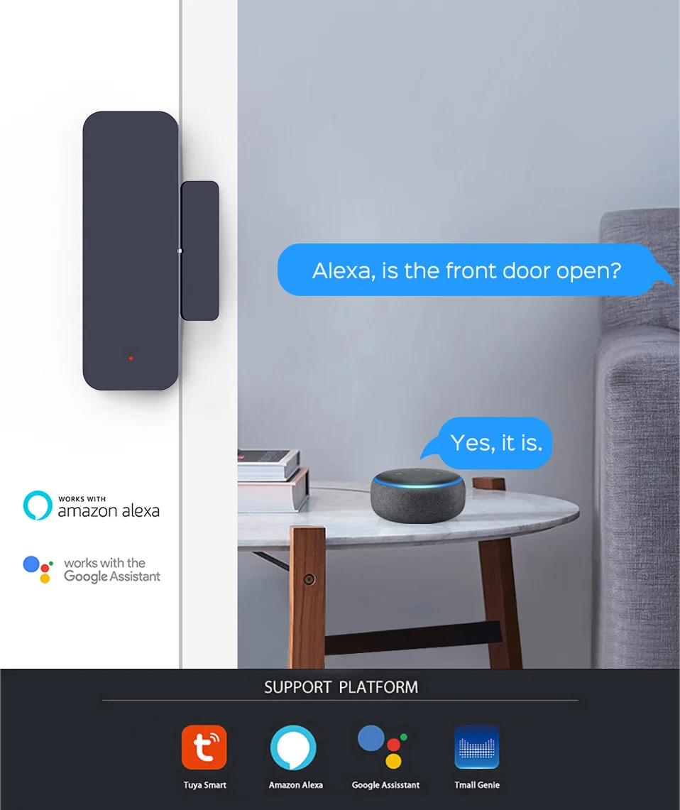 Tuya Zigbee Wifi Door Sensor Window Entry Sensor Security Burglar Magnetic Sensor Alarm Smart Life Work With Alexa Google Home