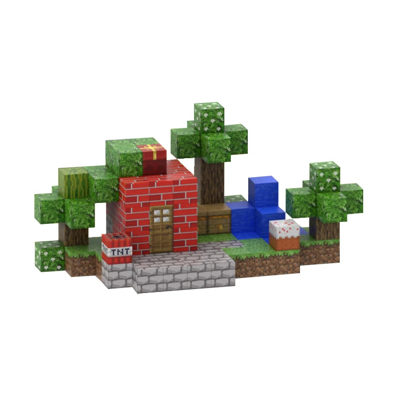 My World DIY Magnetic Building Blocks Set for Kids - Montessori 3D Pixel Bricks Constructor Toys - Creative Educational Christmas Gift