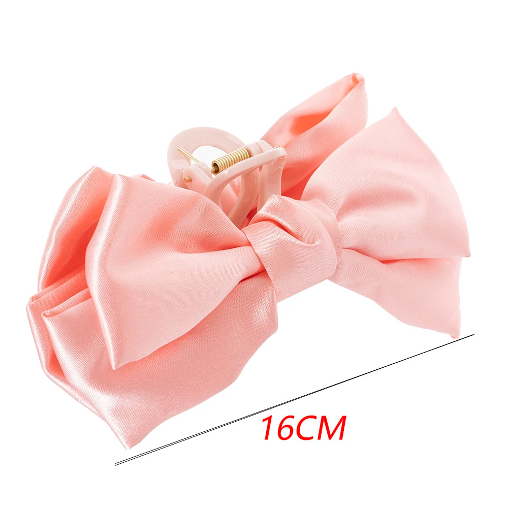 Bow Hair Claws Clip Large Shark Claw Hair Clips Solid Bowknot Hairpin Barrettes for Ponytail Women Hair Accessories Headbands