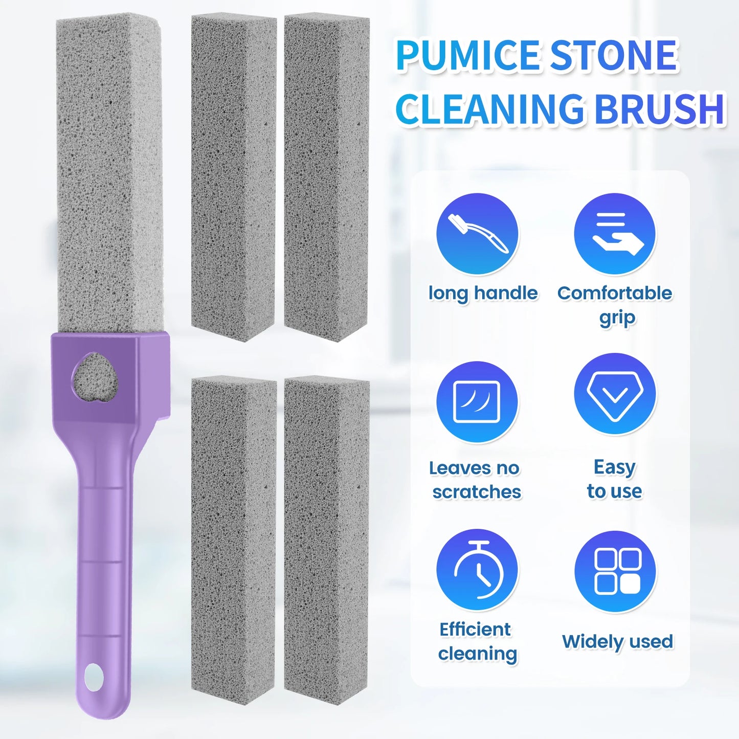 15 Piece Pumice Stone Toilet Bowl Cleaner Set with Ergonomic Handle for Effortless Bathroom Cleaning