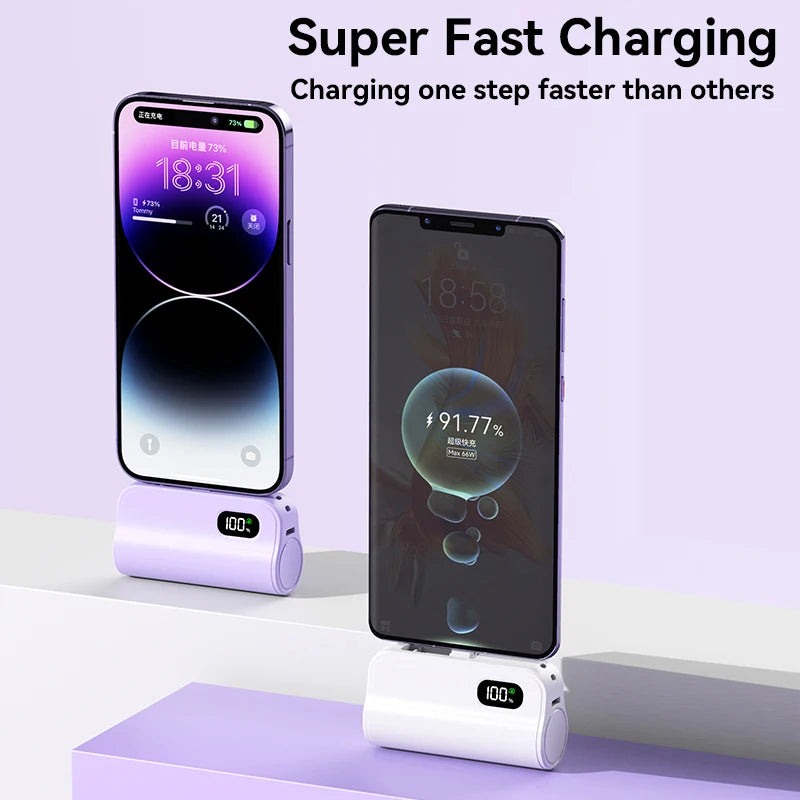 Xiaomi Capsule Power Bank 50000mAh Hidden Type-C Lightning Interface Mobile Power Supply Emergency External Battery Fast Charger