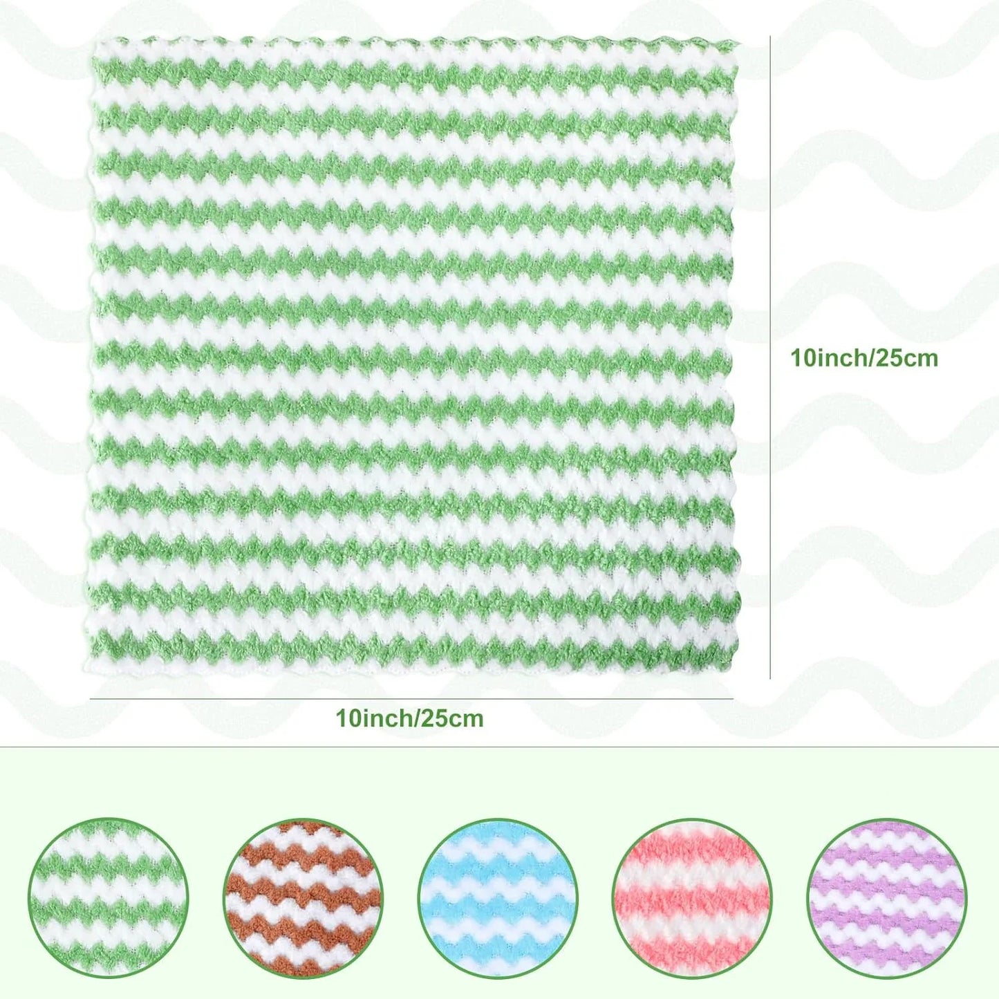 Coral Velvet Wave Design Microfibre Kitchen Wipes Set of 10 to 100 Thickened Absorbent Cleaning Cloths