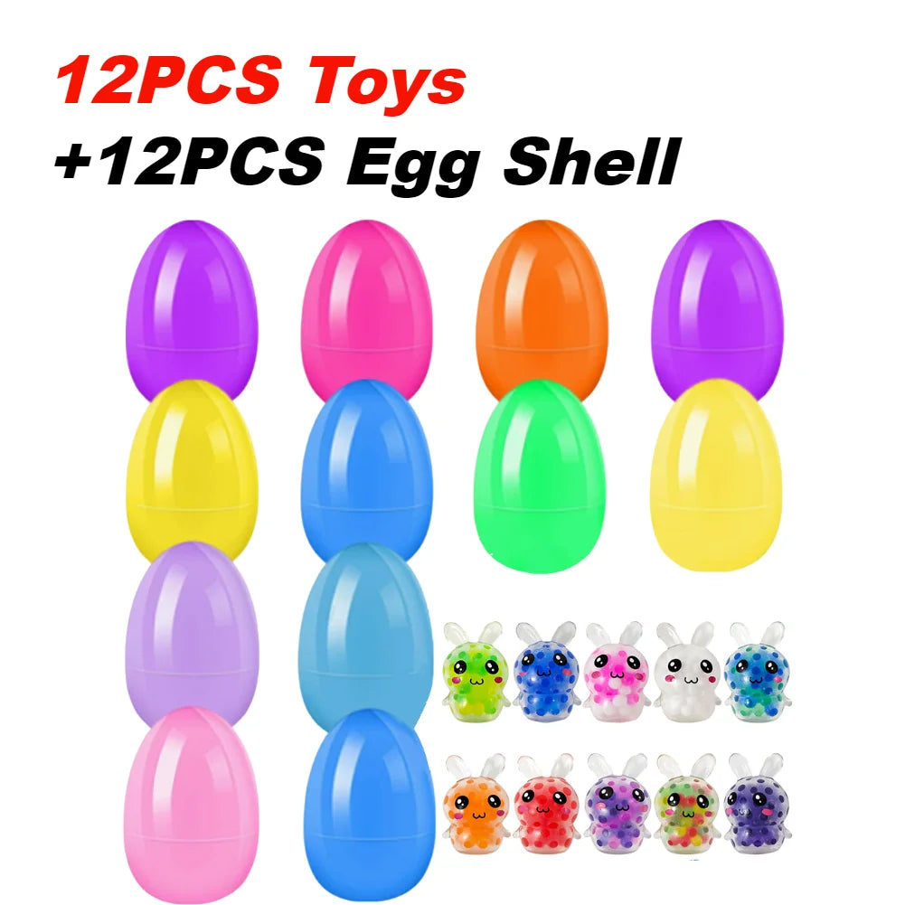 12/20/24/48Pcs Prefilled Easter Eggs with Plush Toys for Kids